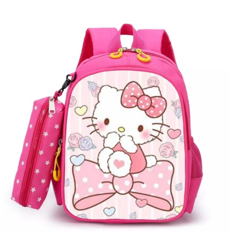 Mochillastore -Tas Sekolah TK - SD Anak-anak Perempuan Ransel Tali Antihilang Kartun HelloKitty Ransel Tas  2 in 1 Tas COD Termurah