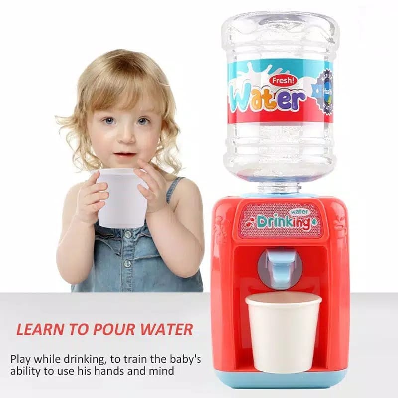 hokkiterus21 Mainan dispenser mini anak nyala asli kluar air dan nyala lampu drinking water child