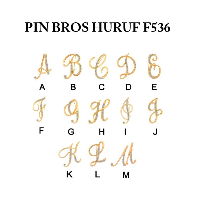 OSM - (A-M) F536 Pin Tusuk Huruf / Brooch Alphabet / Bros Pin Huruf Inggris / Aksesoris Couple-1