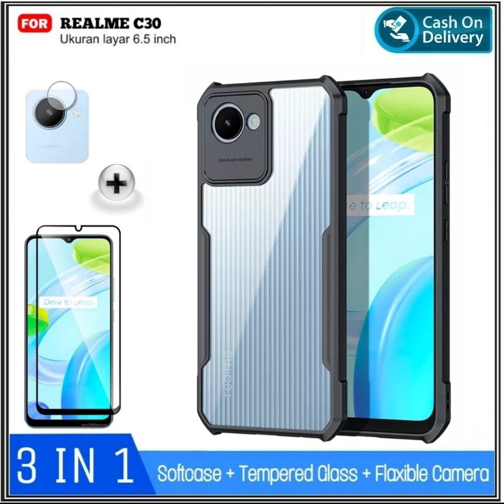 Case Realme C30 Realme Narzo 50 5G Realme GT NEO 3T Realme C11 Soft Hard Case Cover & Full Tempered 