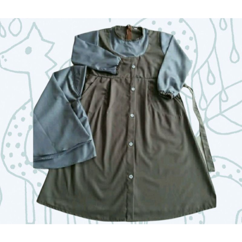 Gamis anak perempuan muslim gamis Toyobo usia 4-7 tahun pink rosegold abu silver