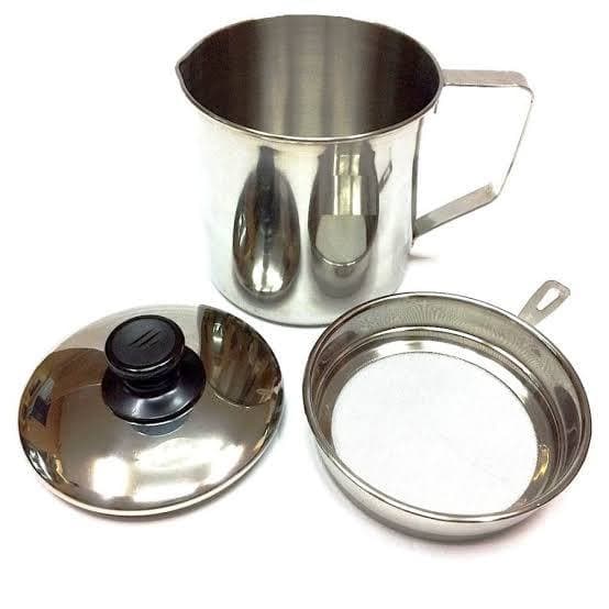 SERBA5000 - OIL POT STAINLESS PENYARING MINYAK GORENG / MUG WADAH MINYAK BEKAS / PENYARING MINYAK