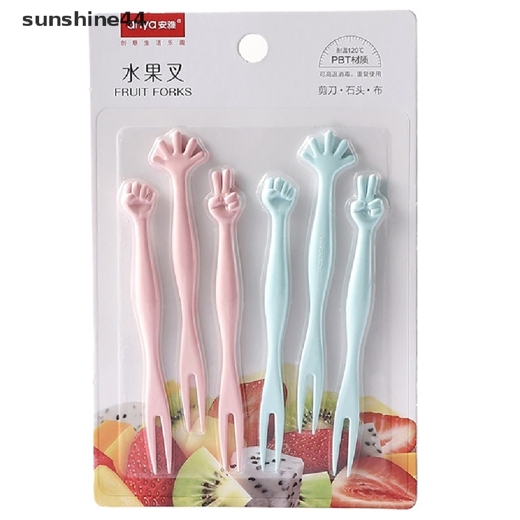 Sunshine 6Pcs Garpu Buah / Kue / Dessert Bentuk Lucu Untuk Pesta