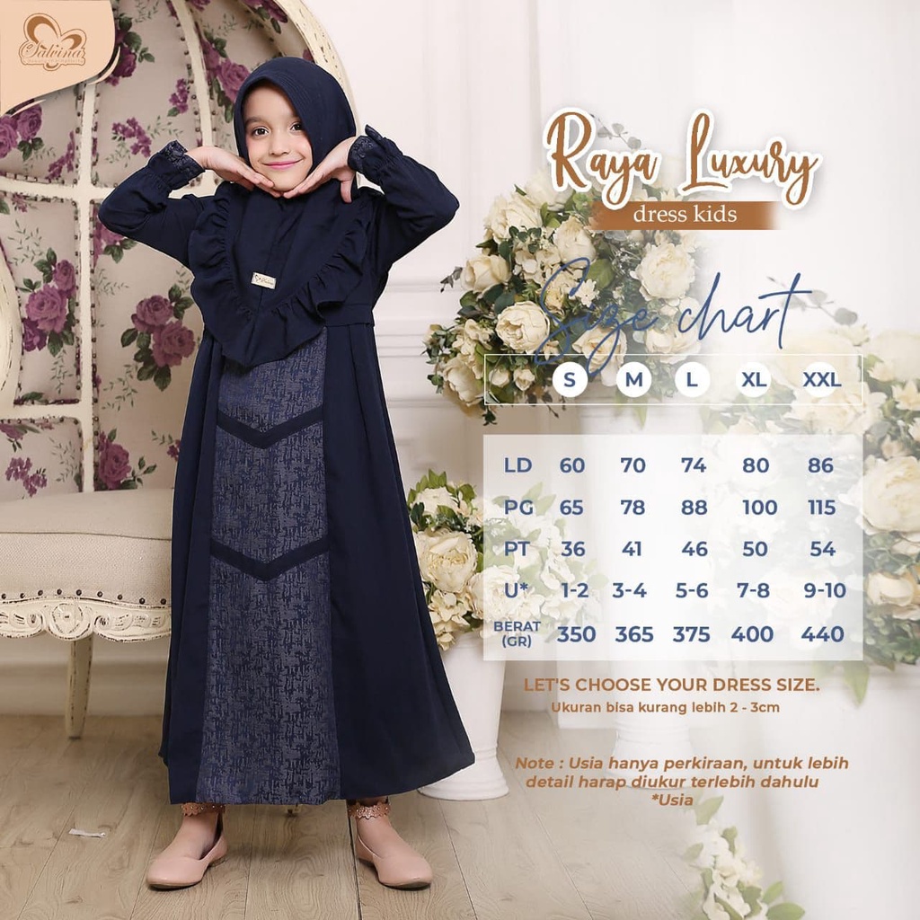 Salvina Hijab Sarimbit Gamis Raya Luxury Quality Premium Syari'i - Couple Ibu Anak - Gamis Anak