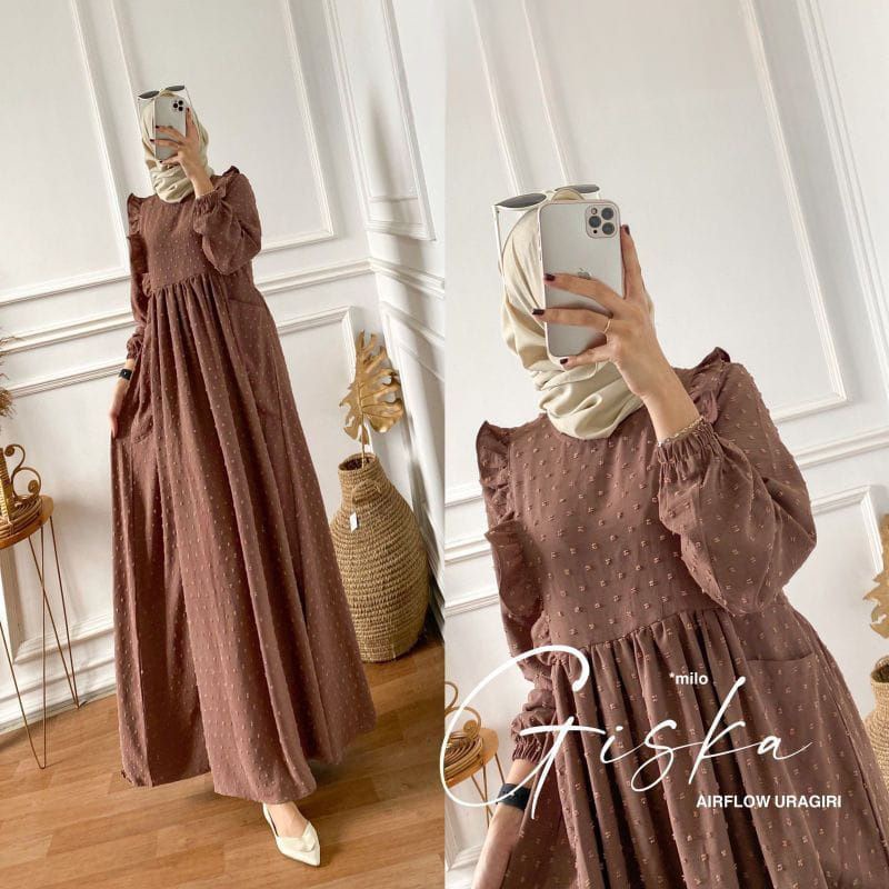 GISCA DRESS URAGIRI // GISKA GAMIS CRINKLE URAGIRI OVERSIZE TERBARU // GAMIS URAGIRI AIRFLOW