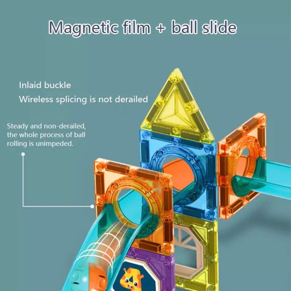 Mainan Edukasi Lego Magnet Susun Kepingan Magnetic Set Bola Dan Rail / Magnetic Paradise 3D Tiles Ma