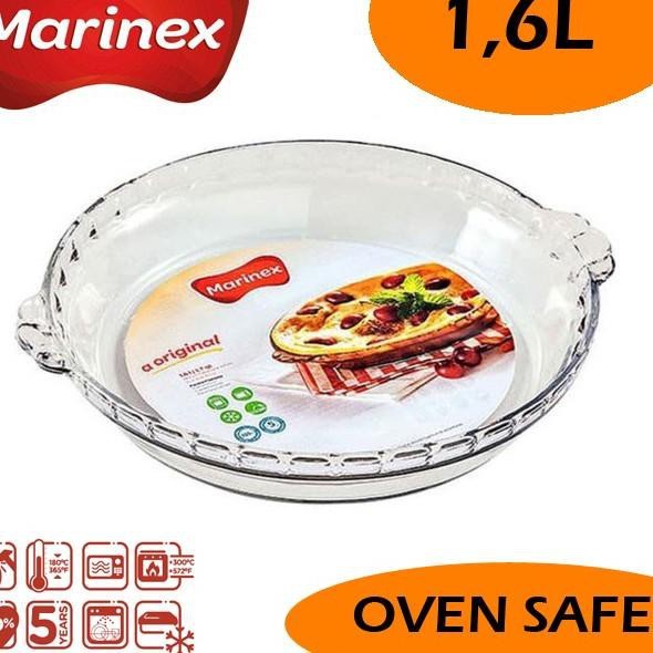 Marinex Loyang Pie Kaca 1.6 Liter Large Flute Glass Pie Pan Dish