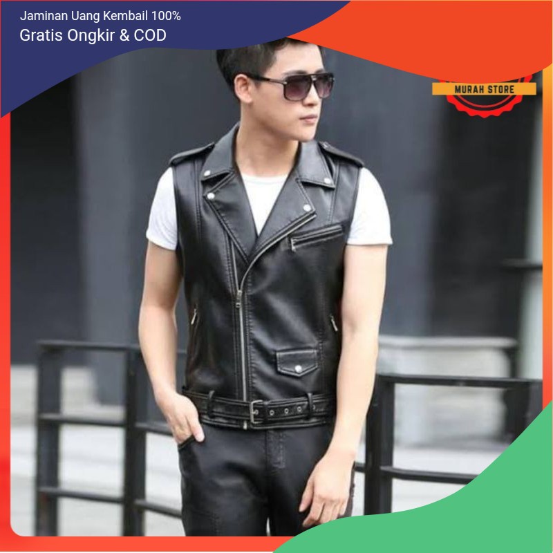 Rompi Pria Kulit Asli Rompi Kulit Domba Asli Rompi Pelindung Dada Kulit Asli Model Ramones
