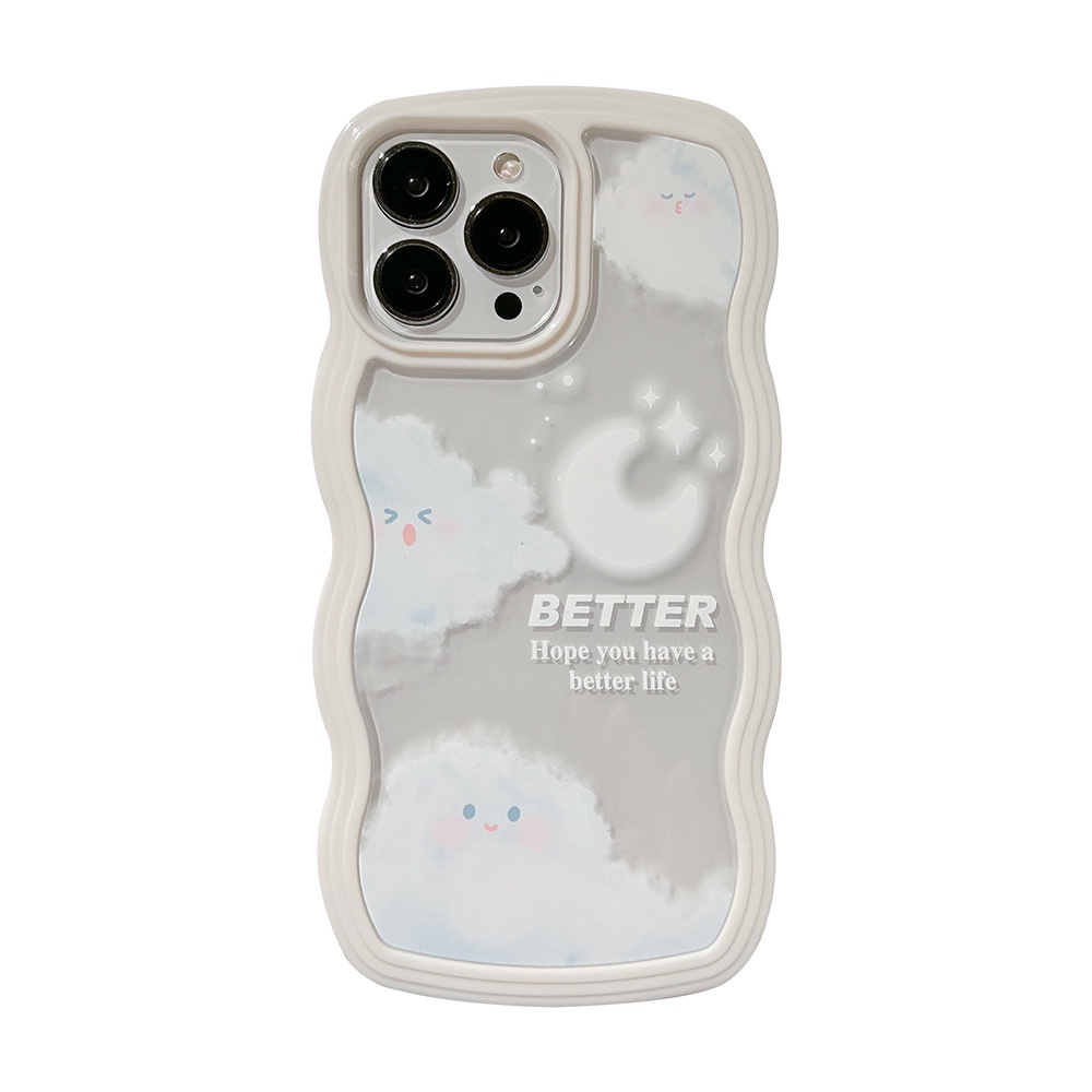 Case Pelindung Transparan Motif Kartun Awan Putih Untuk Iphone XS XR 11 12 13 PRO MAX