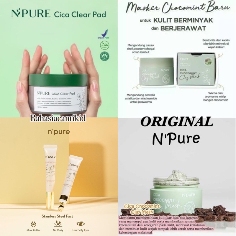BPOM NPURE CICA CHOCOMINT CLAY MASK | CICA CLEAR PAD | CICA EYE POWERS SERUM MARIGOLD