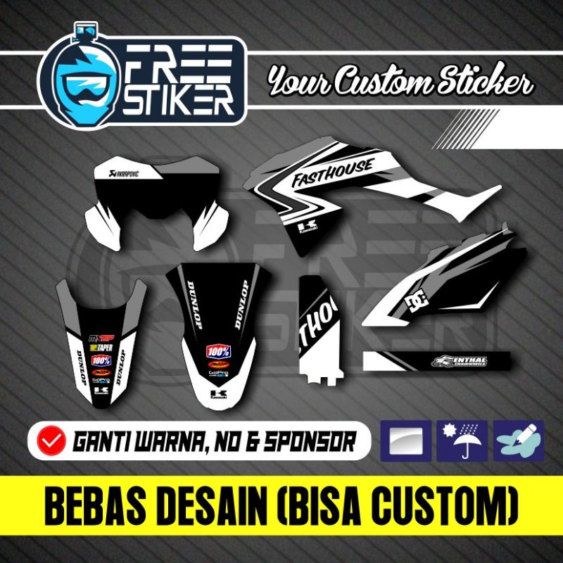 DECAL KLX 150 BF, G, L, FASTHOUSE SUPERMOTO PUTIH ABU GREY