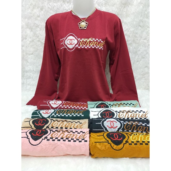 KAOS PREMIUM WANITA DEWASA BORDIR LENGAN PANJANG
