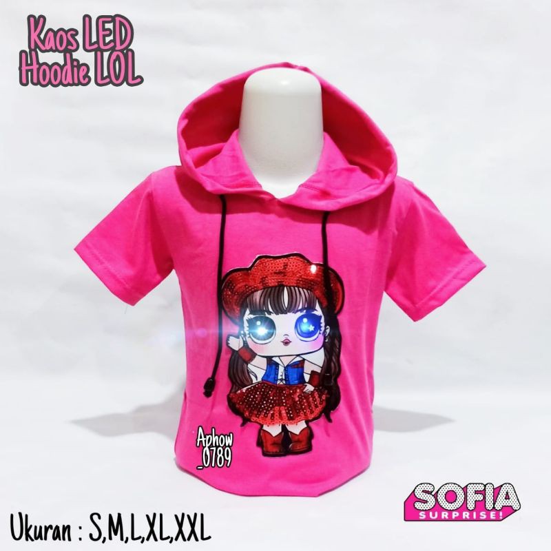 kaos Hoodie anak Perempuan LED LOL Hoodie LOL UK 2-10TAHUN