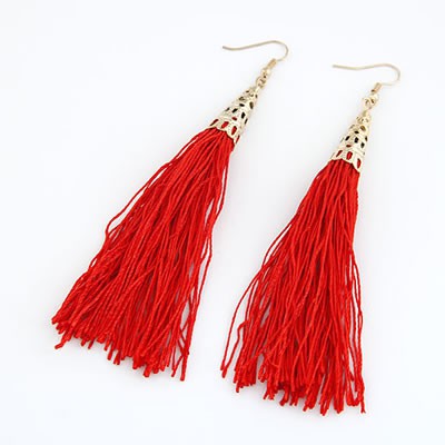 LRC Anting Gantung Renaissanc Black Elegant Tassels A29523