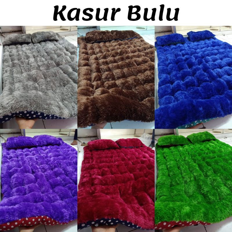 Kasur Lantai Bulu Rasfur Tebal 6cm Sudah Termasuk 2 Bantal