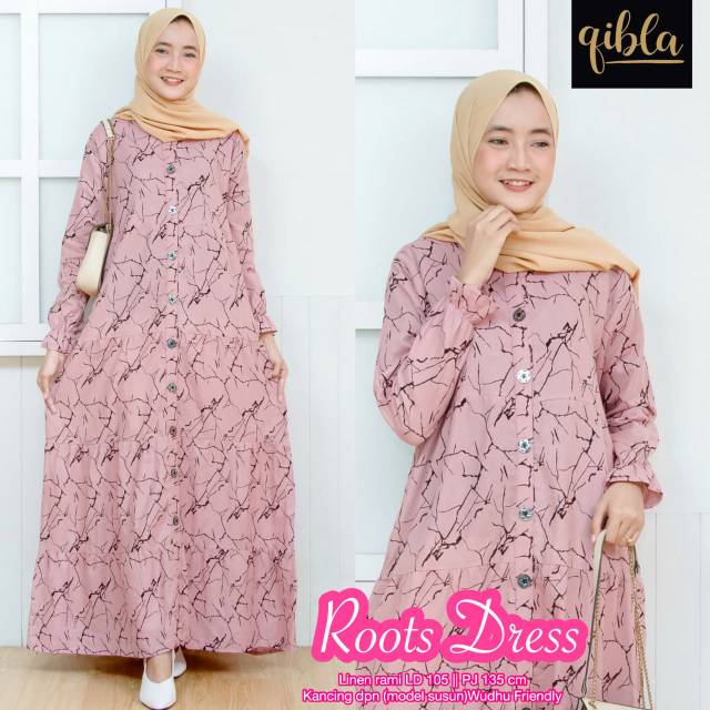 DRESS MUSLIM ROOTS BY QIBLA/DRESS MURAH KECE KEKINIAN