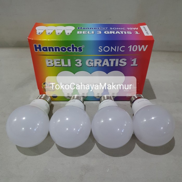 PAKET ISI 4Pcs Lampu Bohlam LED Sonic 10w 10watt Hannochs 1 DUS 20Kotak 80Pcs