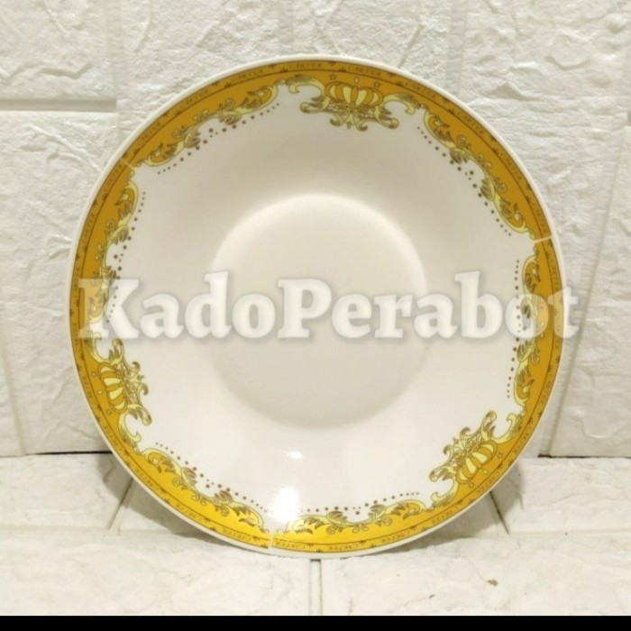 Piring Motif Mahkota 9" - Piring Makan Keramik Besar Gojek Grab Only
