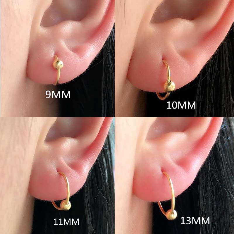 2piece Sterling Silver Captive Bead Ring Hoop Cartilage Tragus Earring Rook Pinna Helix Piercing 20G