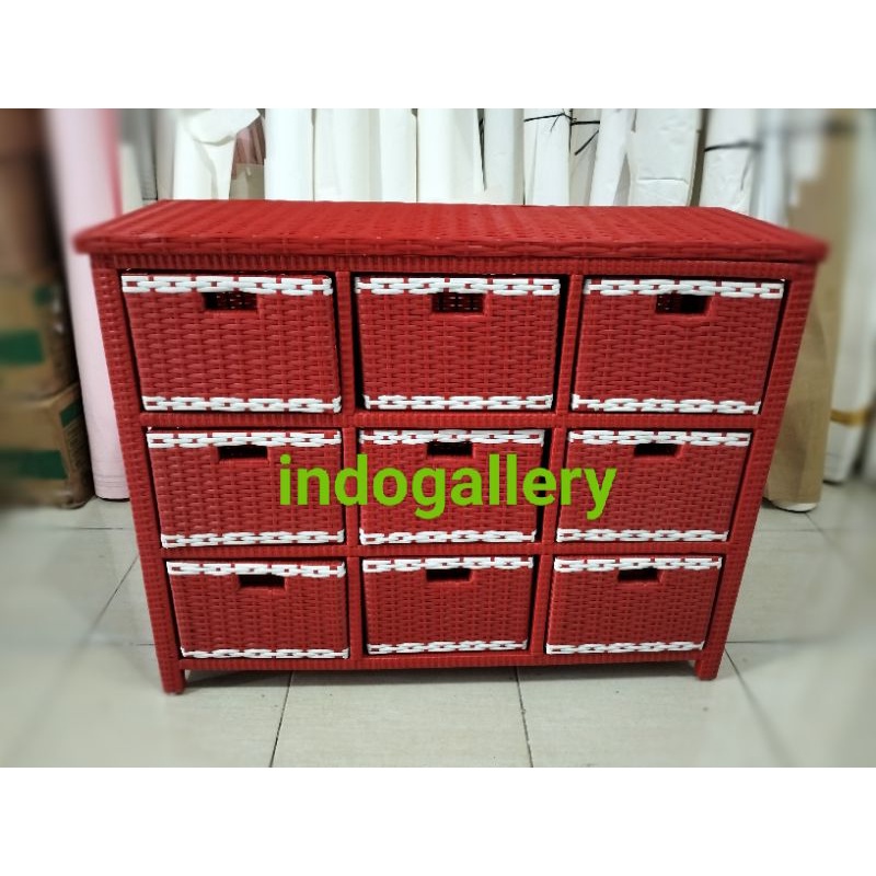 Lemari Laci Rotan Sintetis 9 Mini