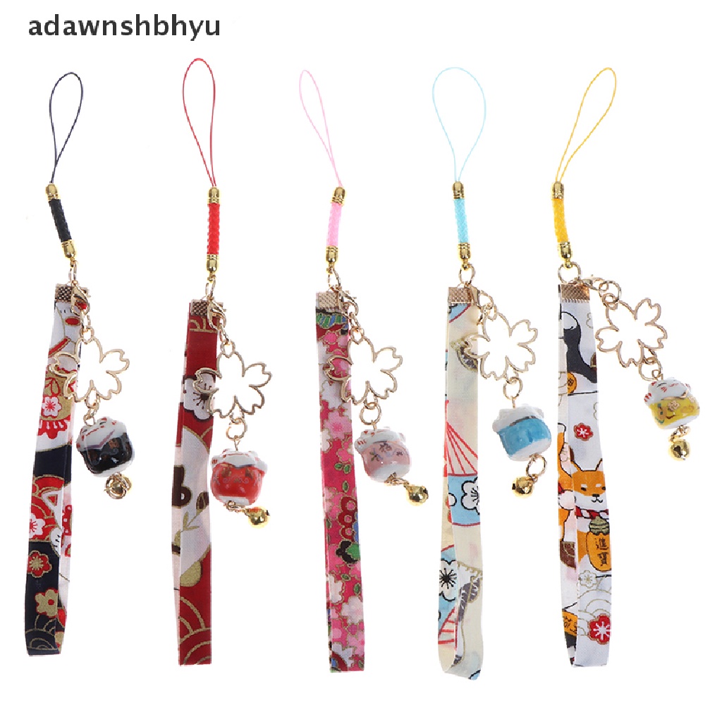 Adawnshbhyu Tali Telepon Lanyard Bunga Daisy Kucing Bell Ponsel Gantung Tali Pesona Dekorasi