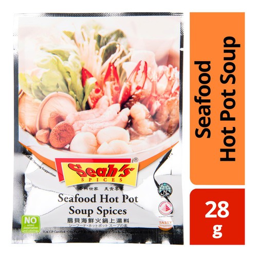 

Seah's Seafood Hot Pot Soup Spices/Seah Steamboat Seafood Bumbu Hotpot 28gr
