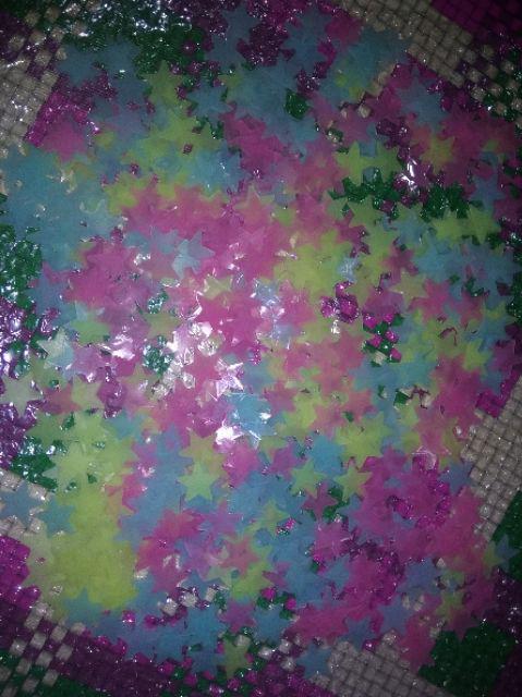 Hubest 100 Pcs Stiker Bintang Stiker Dinding Glow In The Dark Star Sticker