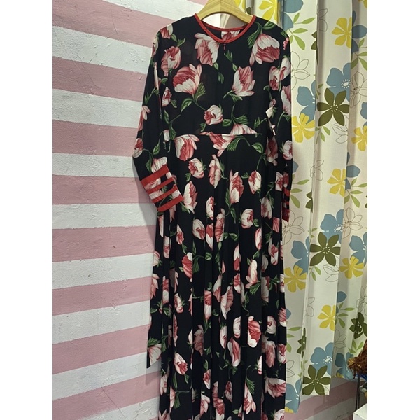 gamis bunga-bunga LD 115 panjang 140