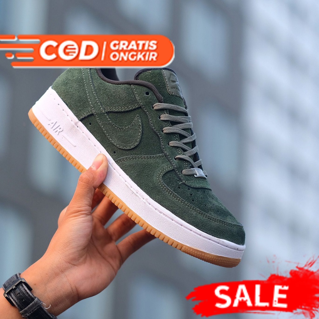 NIKE AIR FORCE 1 LOW SUEDE OLIVE GREEN ORIGINAL