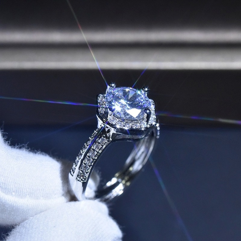 Cincin Model Terbuka Desain Bunga Hias Berlian Gaya Elegansimple Untuk Wanita