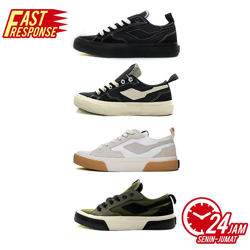 SEPATU CASUAL CANVAS HEIDEN HERITAGE VENDAGE VS LOW WHITE RAVEN, ORBIT,  BLACK WHITE DAN RIOT GREEN