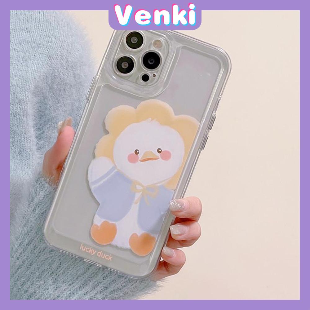 iPhone Case Clear Case Soft Thick TPU Shockproof Super Transparent Protection Camera Plating Button Duck Cartoon Cute For iPhone 13 Pro Max iPhone 12 Pro Max iPhone 11 iPhone 7Plus