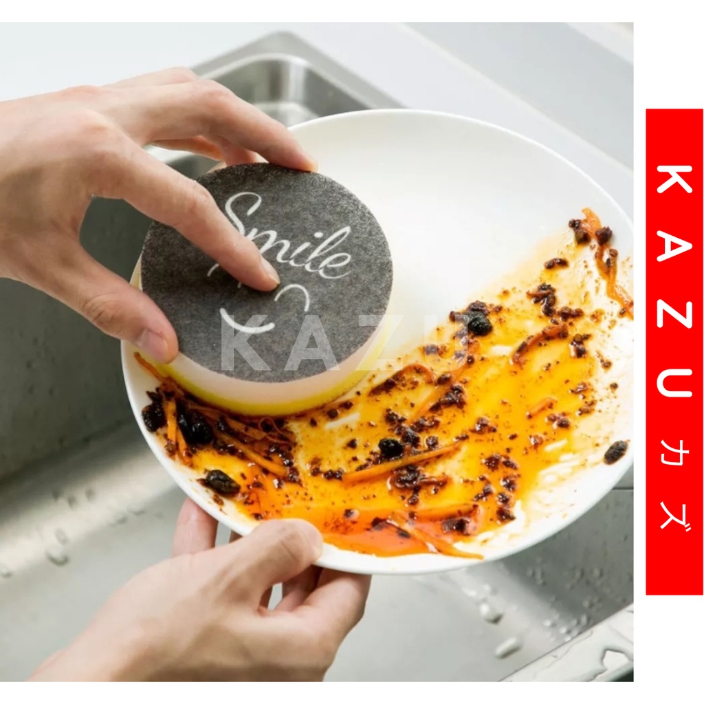 KAZU KHL254 Spons Cuci Piring Motif Lucu Kitchen Sponge Spon Karakter Smile Smiley Face
