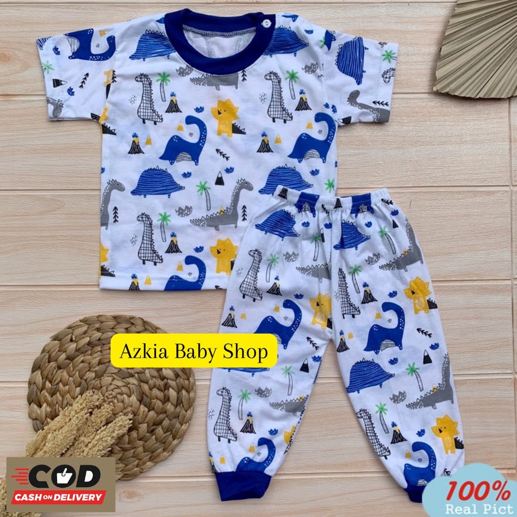 Setelan Piyama Baju Tidur Bayi Motif Dino Baju Anak Baju Tidur Usia 3-12 Bulan