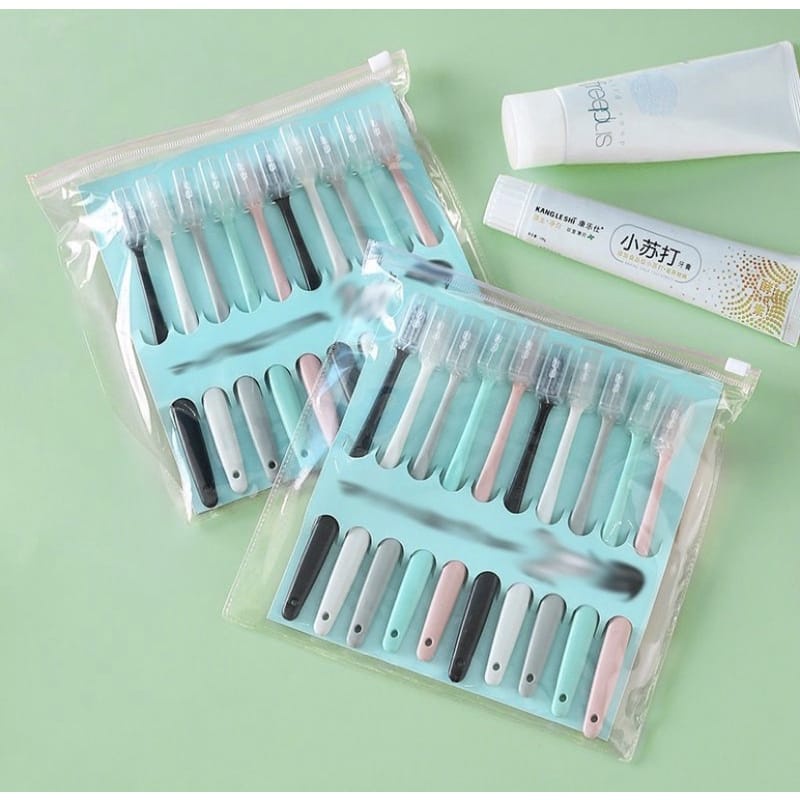 Sikat Gigi SET 10pcs Arang Putih Eco Friendly Travel Tooth Brush Kepala Kecil Bulu Lembut Sensitif Sensitive