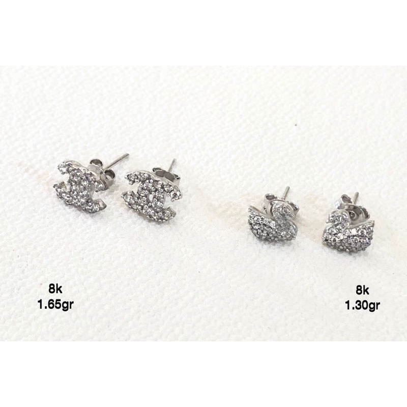 Giwang putih model angsa chnel 8k clc