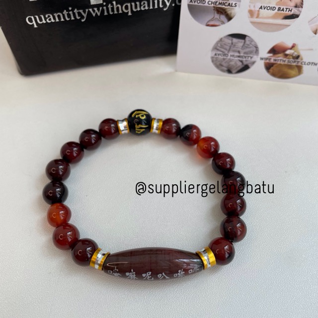 gelang batu chinese unisex pria wanita tibet hoki om mani padme hum supplier bahan aksesoris craft