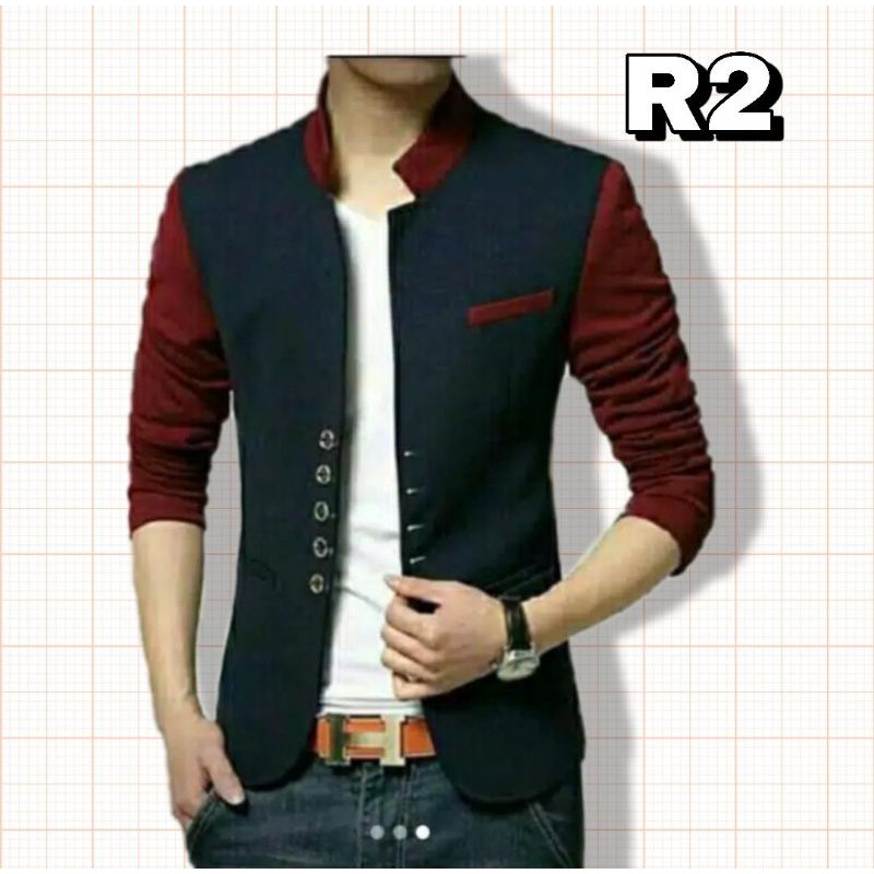 Blazer nevi kombinasi maroon