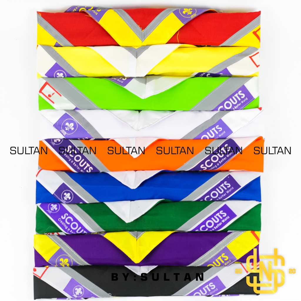 SYAL SCOUT Scarf Pramuka Warna lis Sablon Scout Menyala Perlengkapan Sekolah Anti Luntur Merah Kuning Oren Putih Hitam Biru