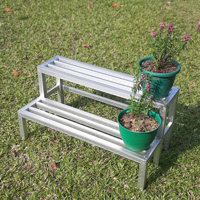 Rak Tanaman - Rak Tanaman Susun 2 - Baja Ringan Panjang 80 Cm - Grab/Gojek Instant