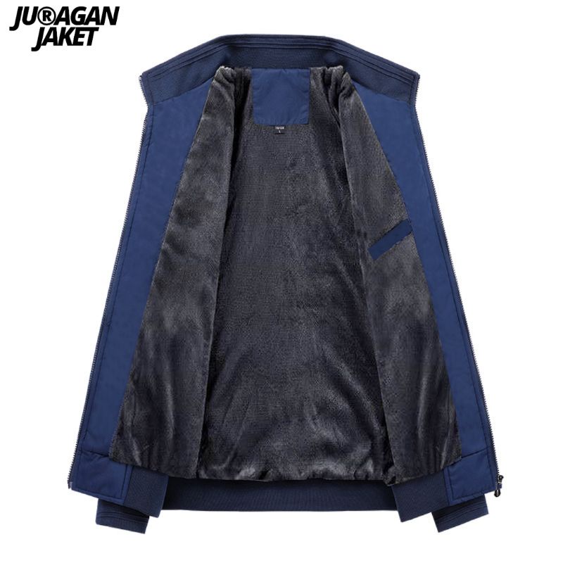 Jaket Bomber Mantel Musim Dingin Pria Tebal Bulu Hangat