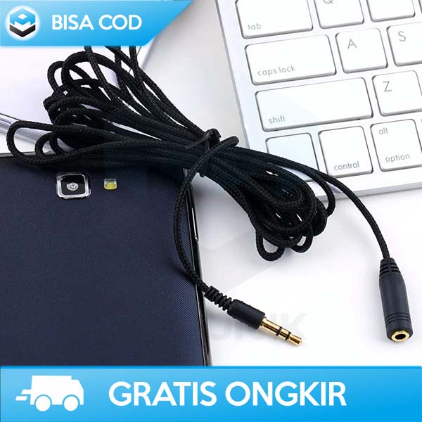 KABEL AUX AUDIO 3 METER EMAS PLAT 24K GOLD NILON KONEKTOR HIFI 3.5MM