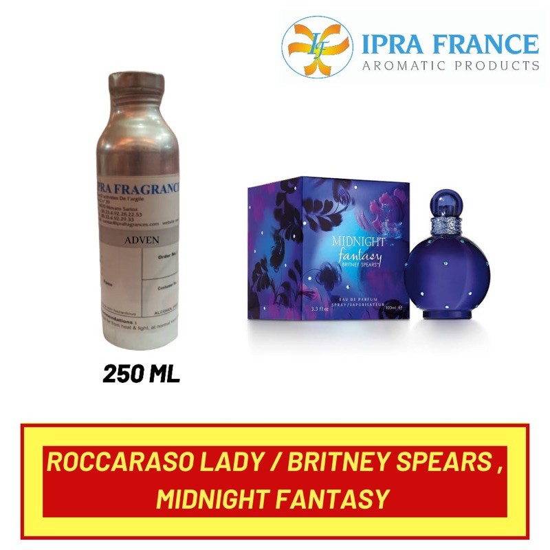 BIBIT PARFUM ROCCARASO LADY / BRITNEY SPEARS , MODNIGHT FANTASY 250 ML BY IPRA FRAGRANCES