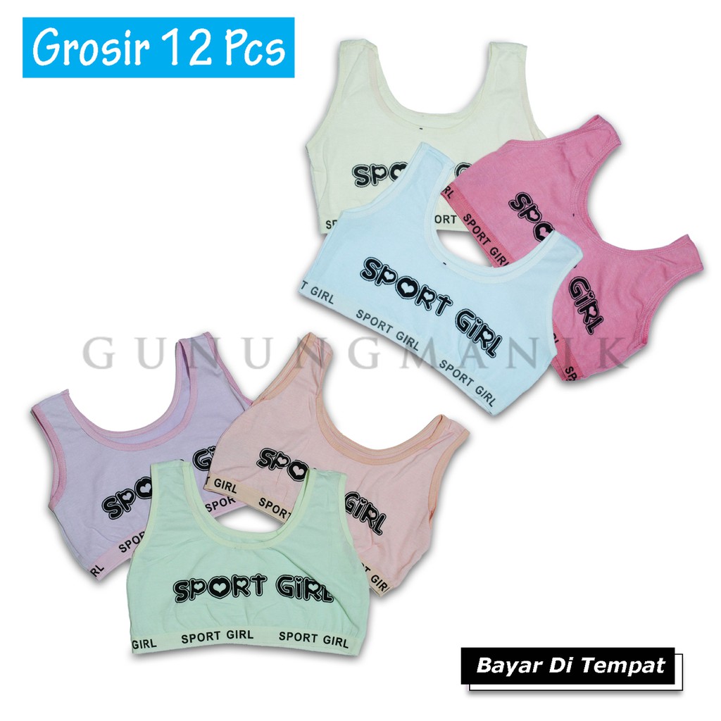 PAKET ISI 12 PCS MINISET SPORT BRA WANITA OLAHRAGA UKURAN ALL SIZE WARNA RANDOM TERMURAH