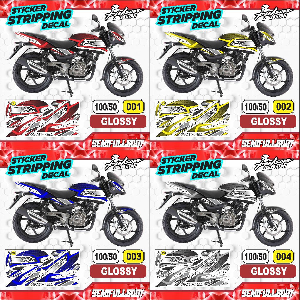 Bisa COD Stiker Striping Decal Bajaj Pulsar 180 DTS I Semifullbody Variasi AR 01 GLOSSY ARS02 Semua 