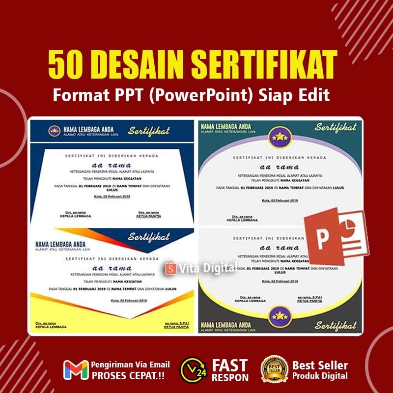 50 Template Sertifikat Format PPT (Powerpoint ) Siap Edit