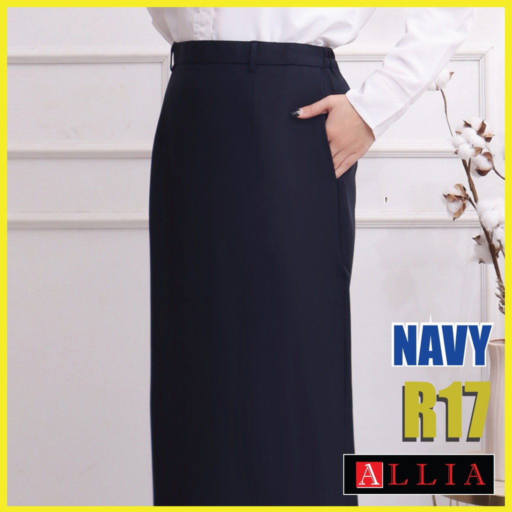 Rok Span Wanita ALLIA R17 NAVY / Rok Kerja Wanita Jumbo