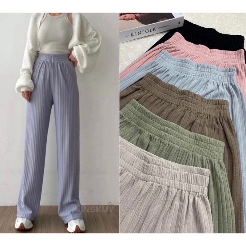 Misoo Pants 785 | Celana Kulot Knit Wanita Tebal - Celana Kulot Highwaist - Cullote Knit Pants