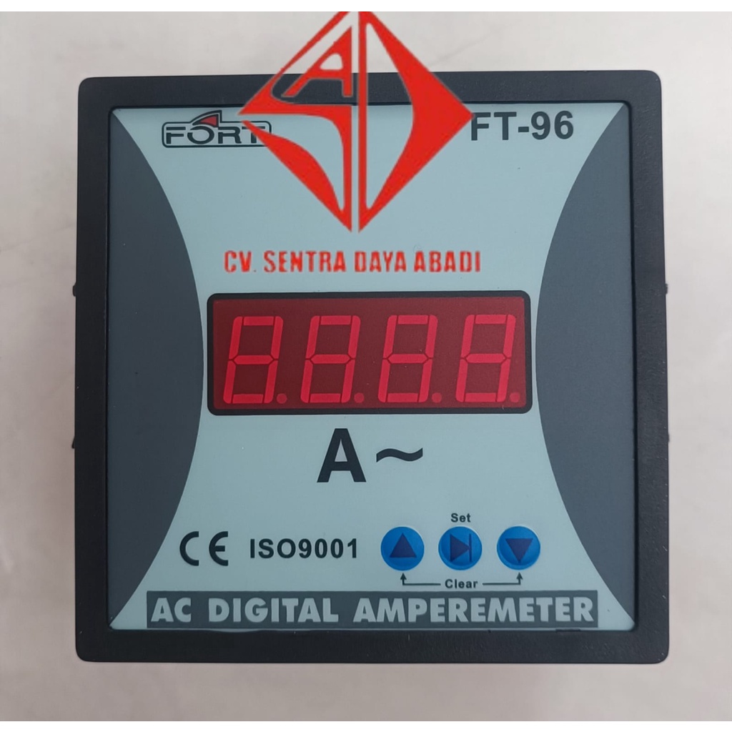 Jual DIGITAL AMPERE METER 1 Phase FT96AD 1 display 96X96 AMDIG96AD