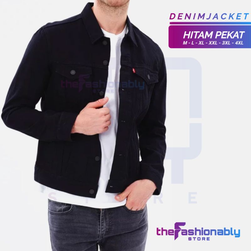 Jaket Jeans Pria Hitam Premium Quality